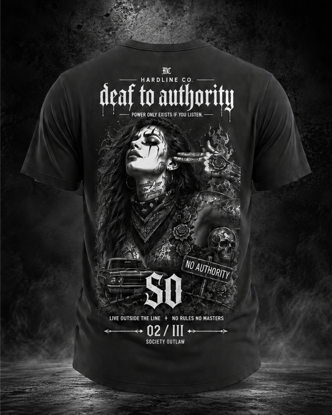 SOCIETY OUTLAW™  DEAF TO AUTHORITY — Black — back product view