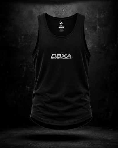 Black tank top with 'DBXA' logo on a dark background