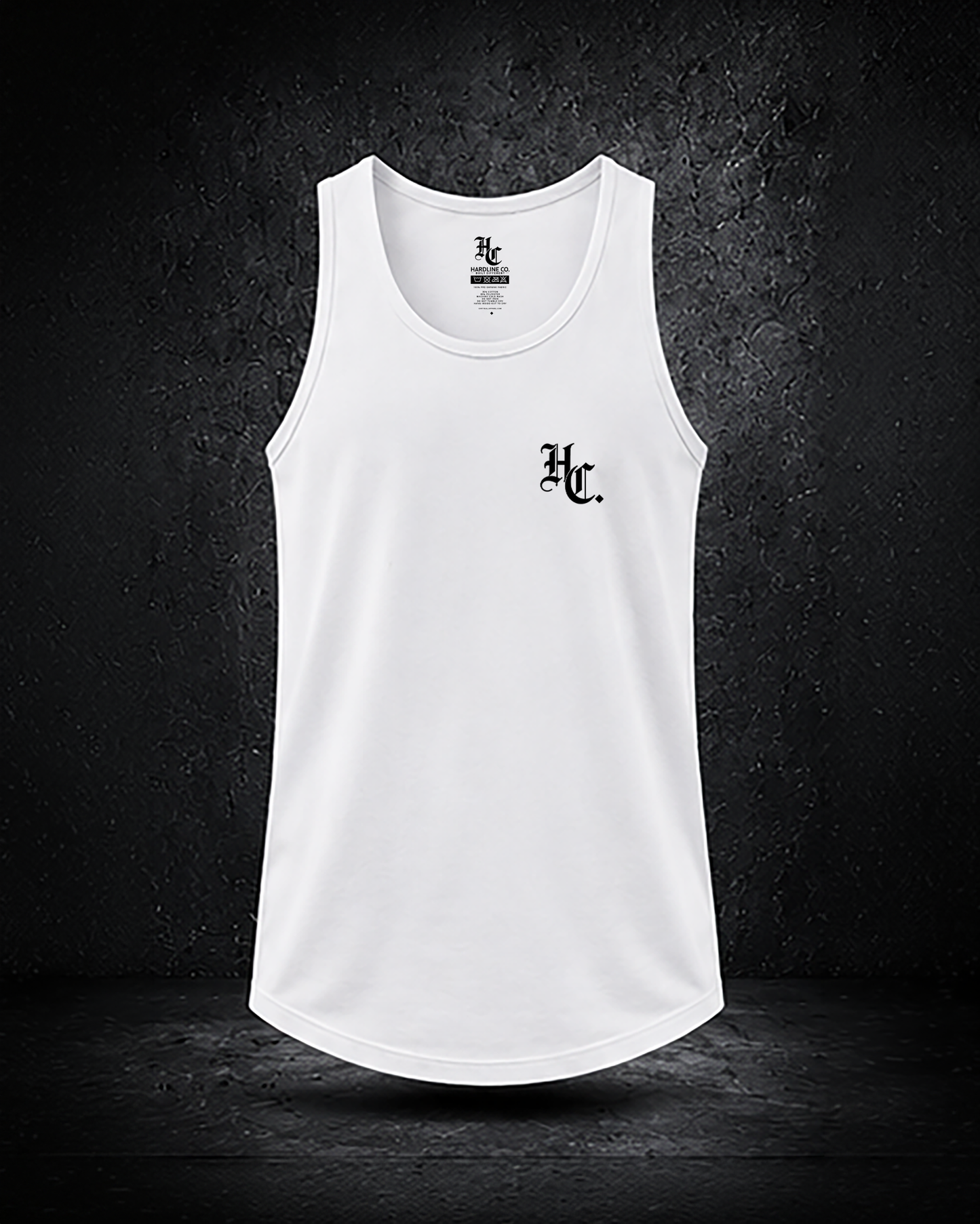 white tank with black monogram HC front image