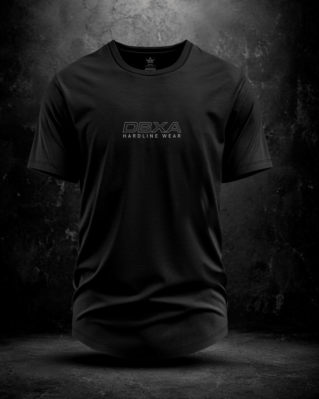 Black DBXA Street Shadow Longline Tee showing the front DBXA logo