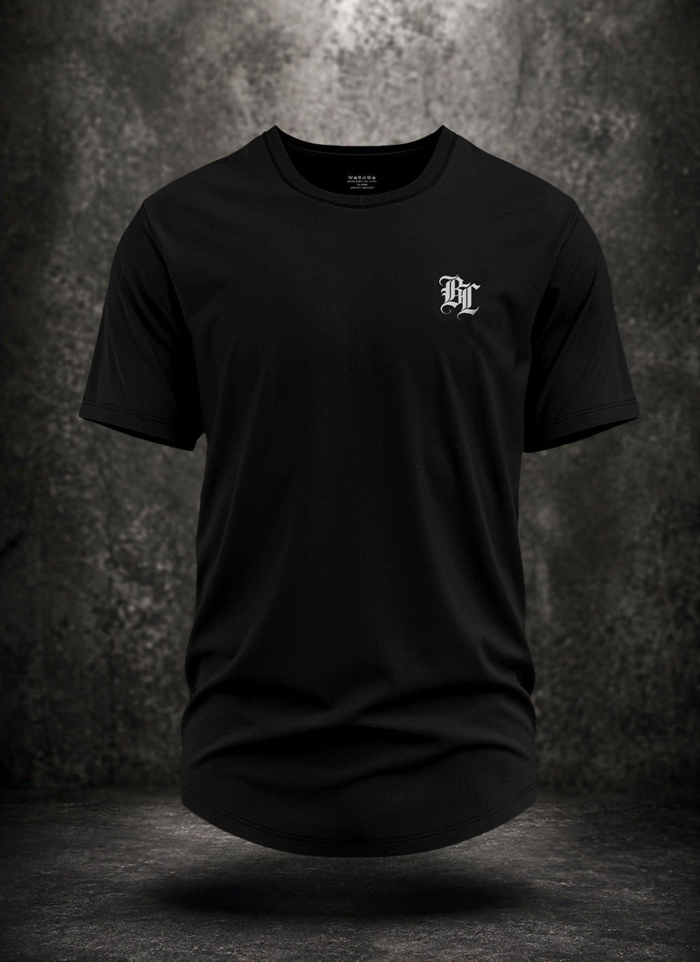 Black BLACKLISTED OTS V3 curved-hem tee front with white BL monogram