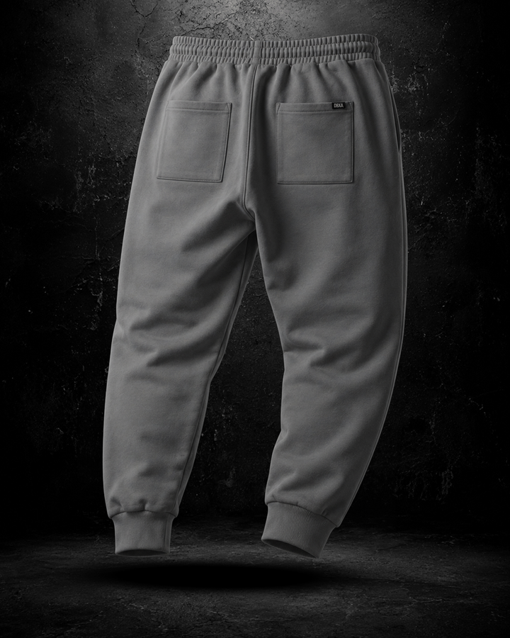 Gray sweatpants on a dark background