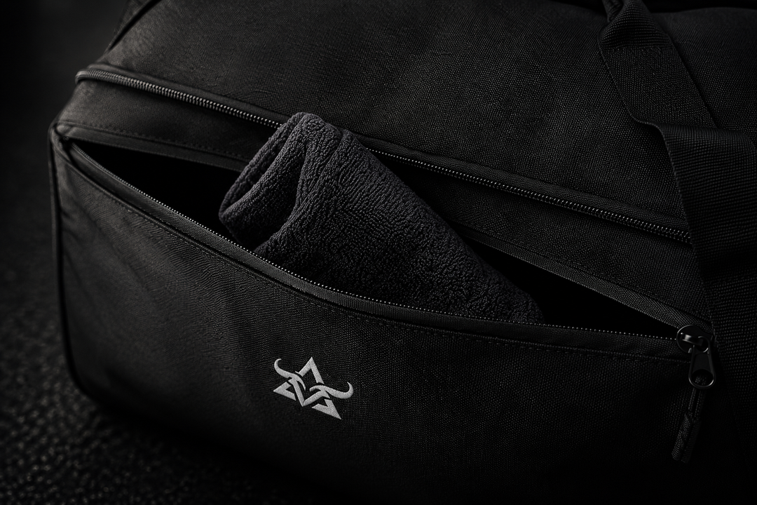 DBXA HellHaul bag wet compartment holding a folded gym towel