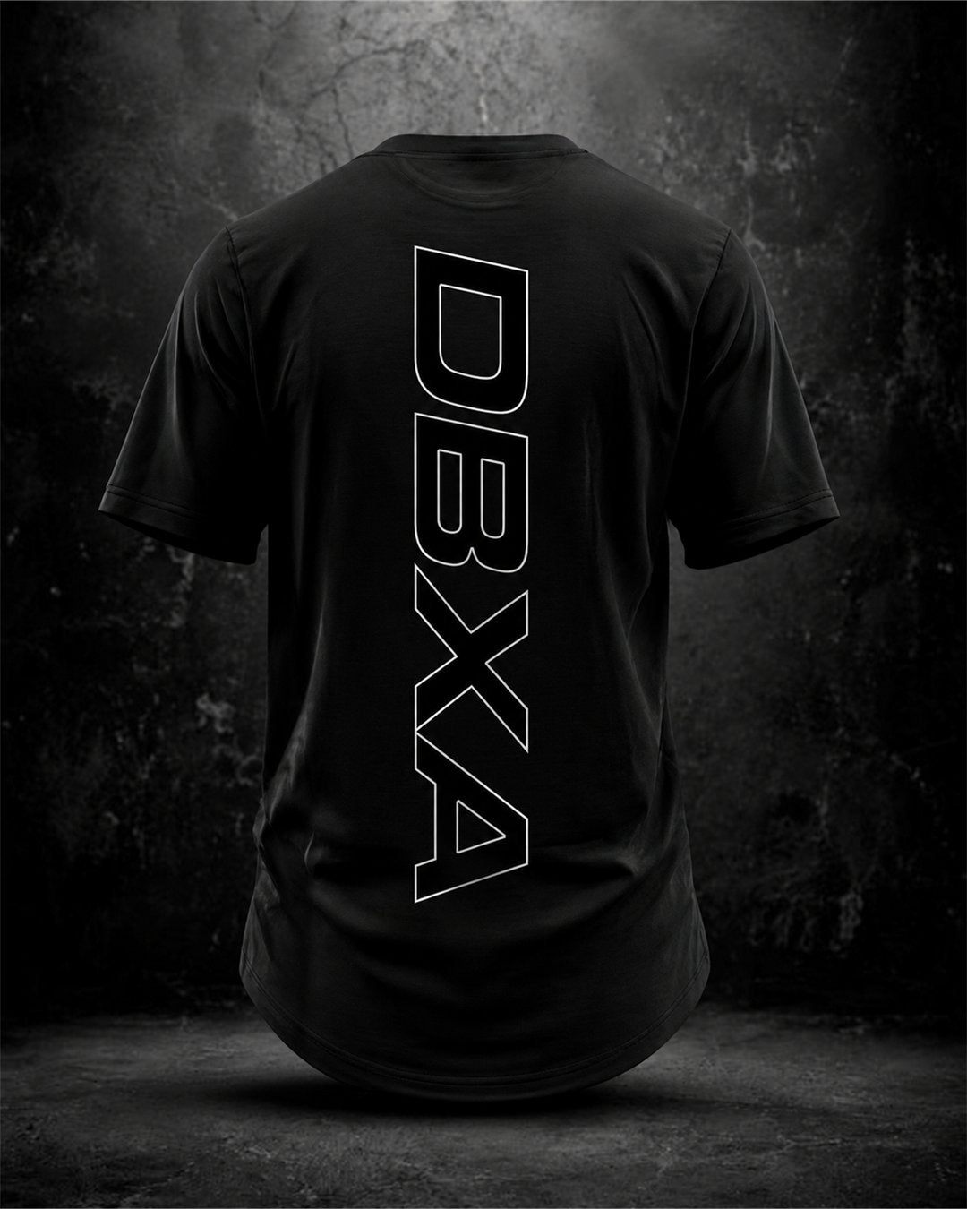 DBXA Street Shadow Longline Tee — Black — outlined rear print — back product view