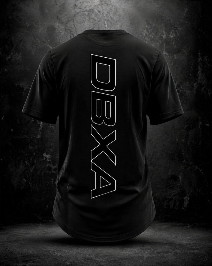 DBXA Street Shadow Longline Tee — Black — outlined rear print — back product view