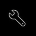 White wrench icon on a black background