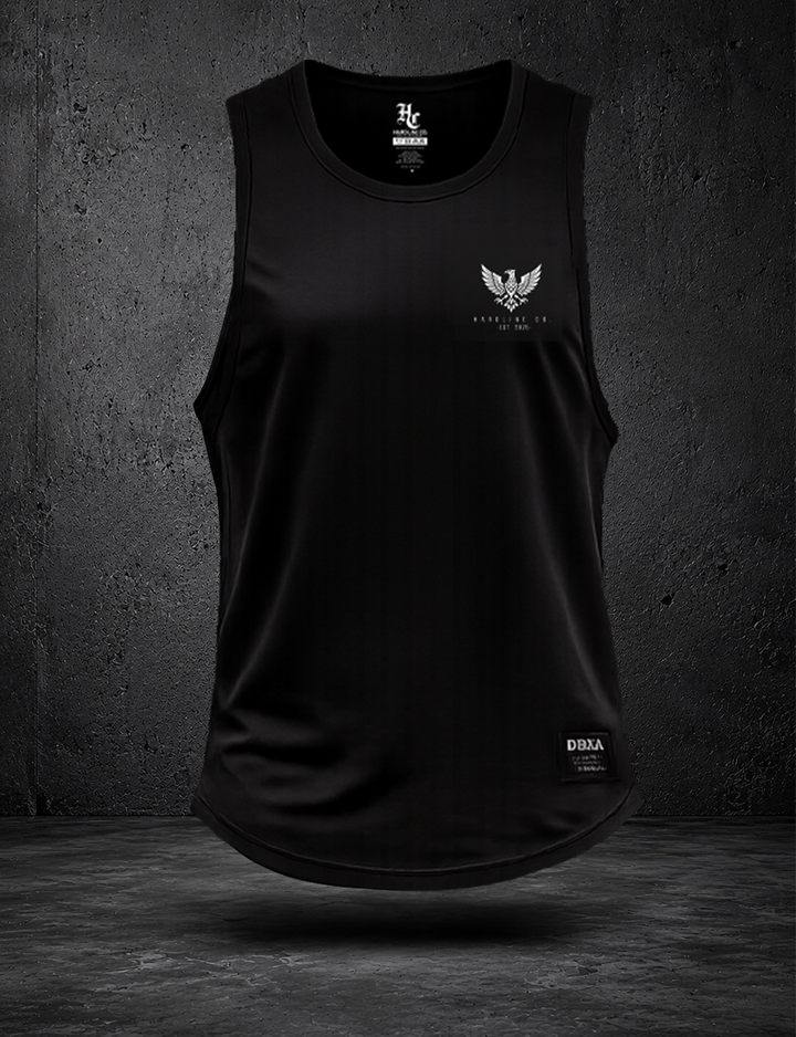 Black Hardline Co. Built Different Tank front — eagle chest print