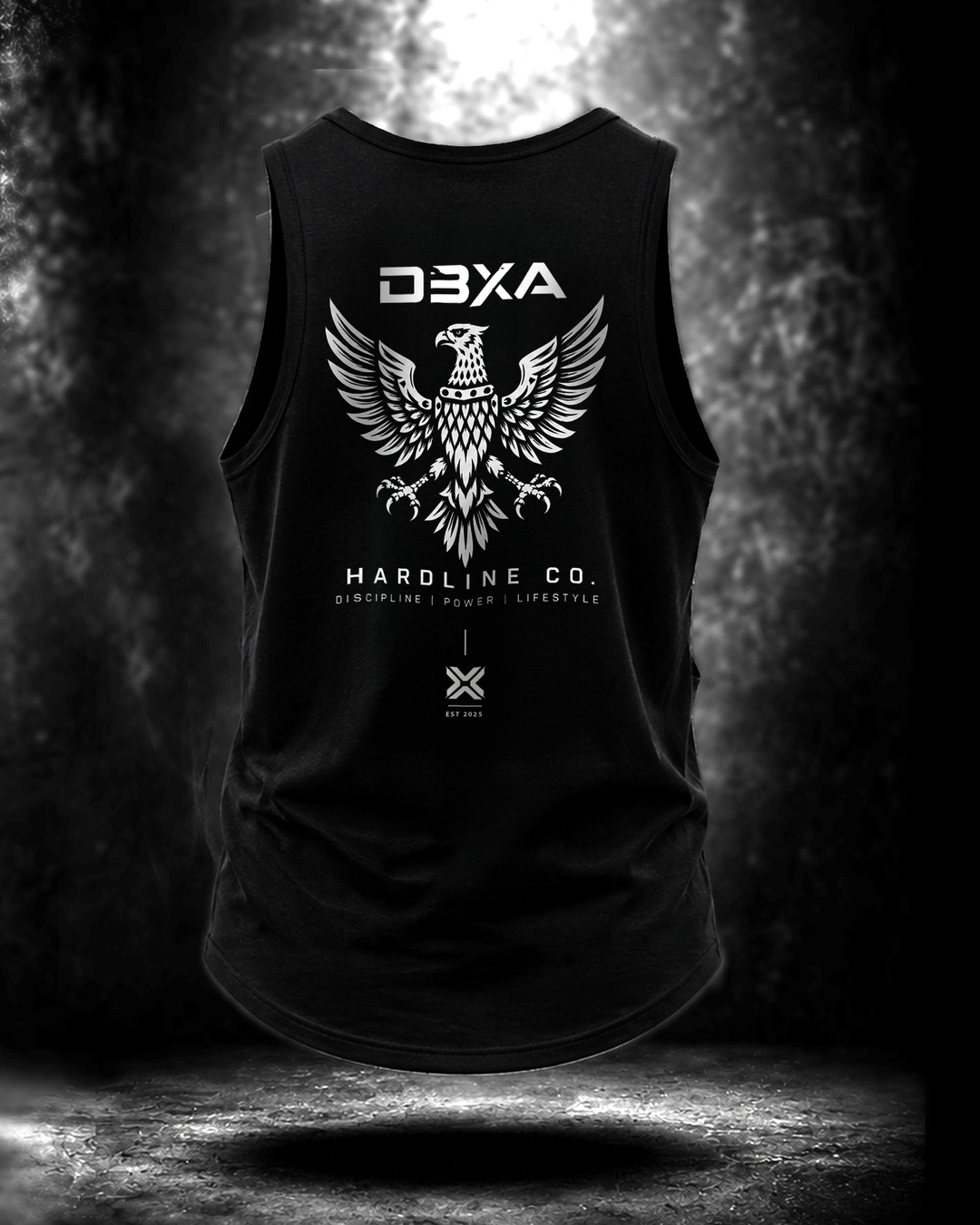 Black Hardline Co. Wingmark Tank back with DBXA spread-wing eagle, Hardline Co. lettering and EST. 2025 emblem