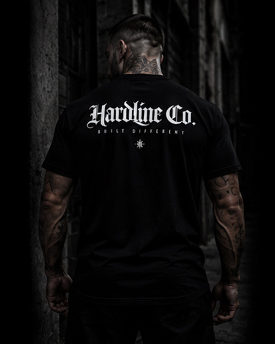 Black Hardline Co. Tee rear lifestyle view