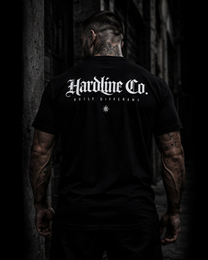 Black Hardline Co. Tee rear lifestyle view