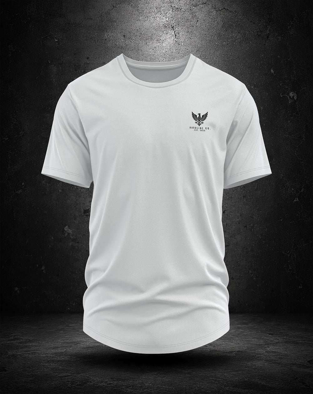 White Hardline Co. BD Tee front view — eagle crest