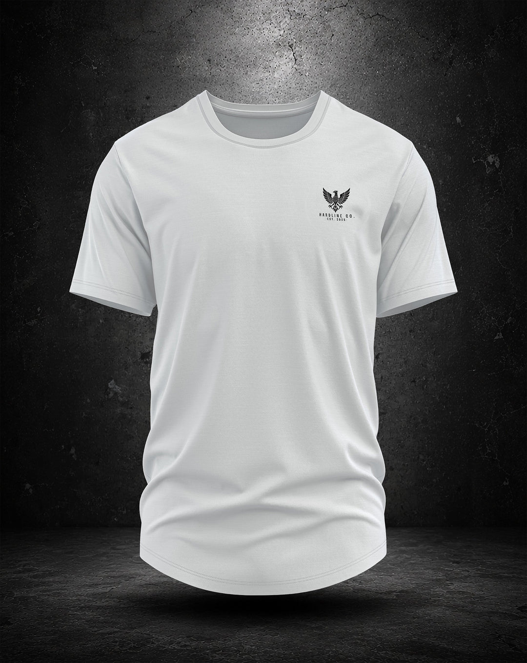 White Hardline Co. BD Tee front view — eagle crest