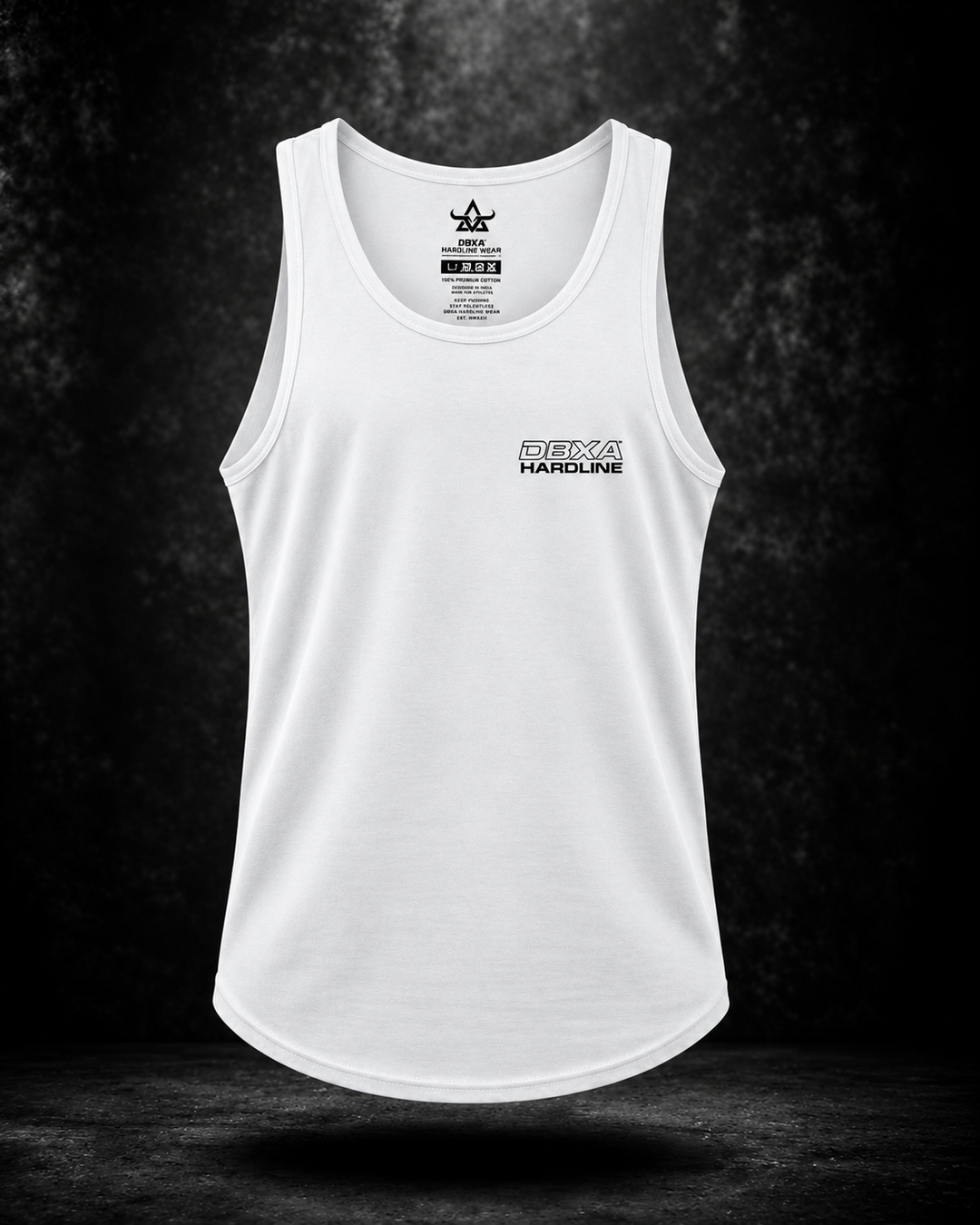 DBXA Ironspine Tank — White — front product view