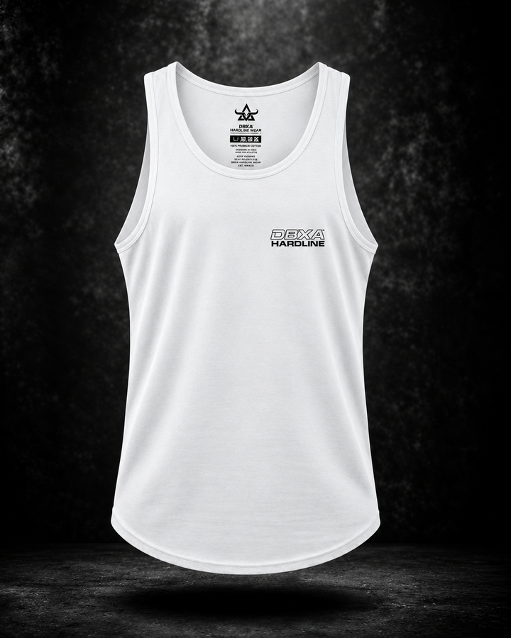 DBXA Ironspine Tank — White — front product view