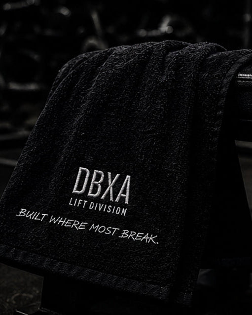 Black towel with &